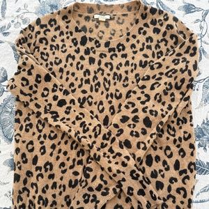 JCrew Cashmere Leopard print Crewneck Sweater